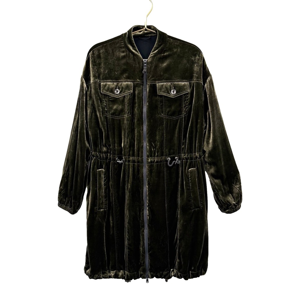 Brunello Cucinelli Coat Silk Blend Women's IT 38 Olive Green Quiet Luxury - Picture 2 of 16